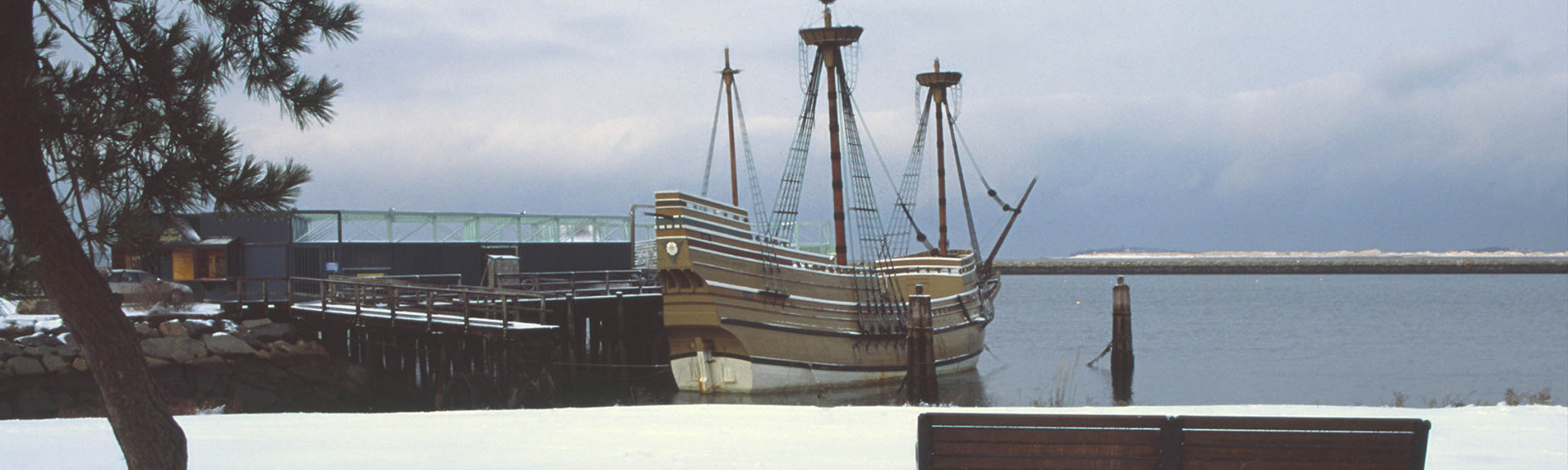 Ship on the dock in winter season
